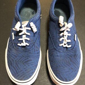 Vans Off the Wall Skate Shoes Men's 8.5 Black Blue Tropical Palm Leaves